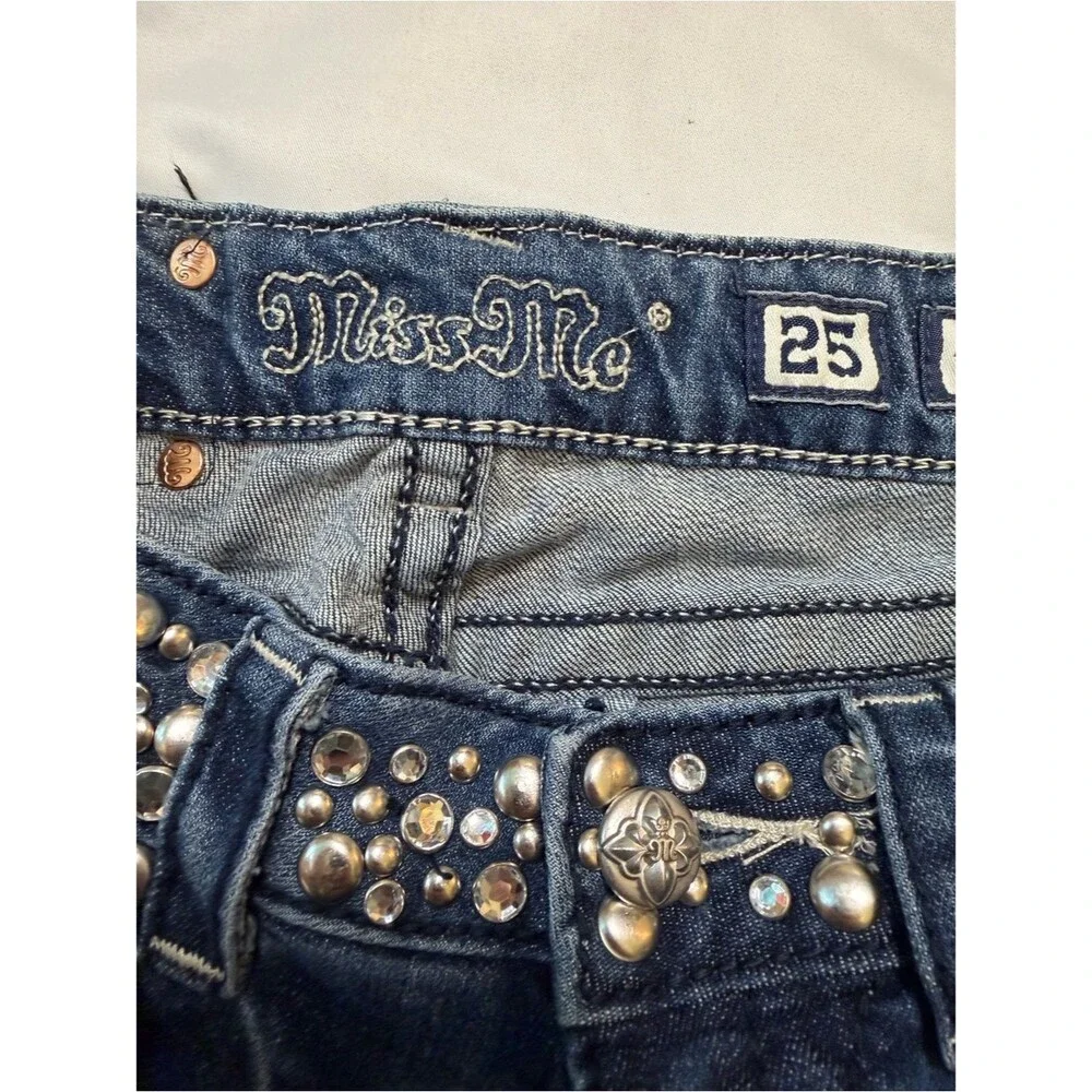 Miss Me size 25 Dark Blue Embellished Skinny Jeans